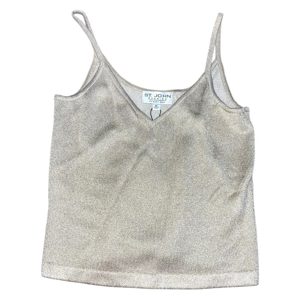 St. John Metallic Beige Knit Tank Top